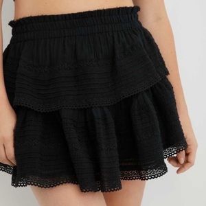 Aerie Black Rock n Ruffle Mini Skirt